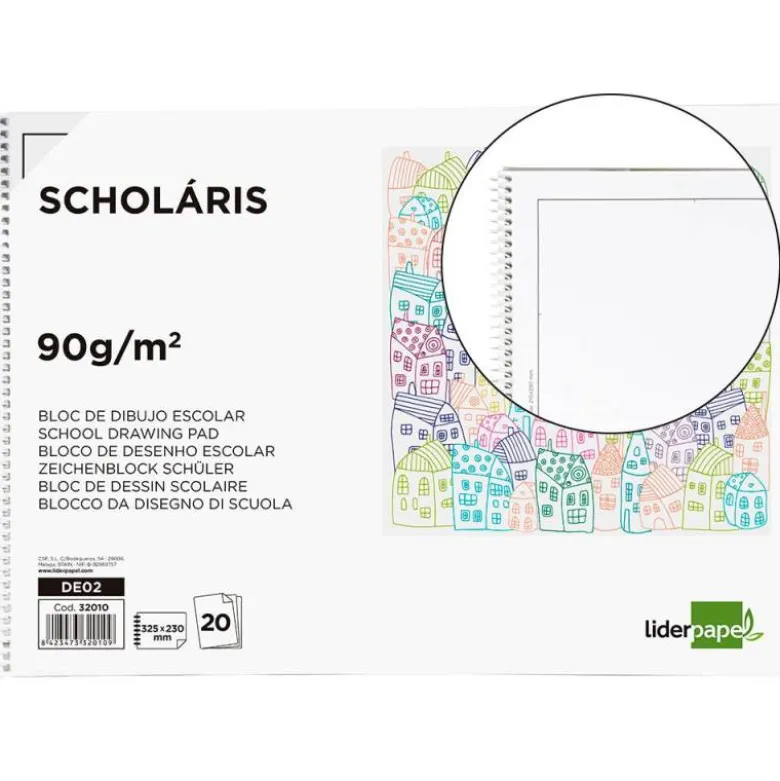 Bloc dibujo Liderpapel de DIN A4 20 hojas 90 gr