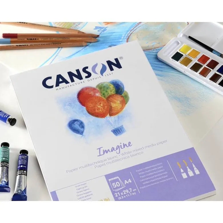 Bloc Dibujo Multitecnicas Canson DIN A4 50 hojas 200 gr Encolado Liso