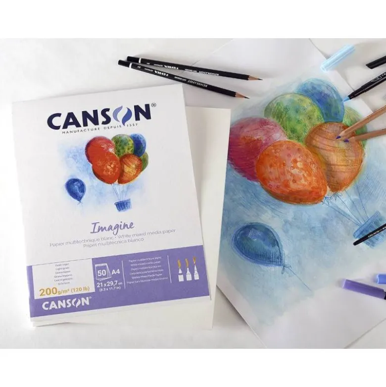 Bloc Dibujo Multitecnicas Canson DIN A4 50 hojas 200 gr Encolado Liso