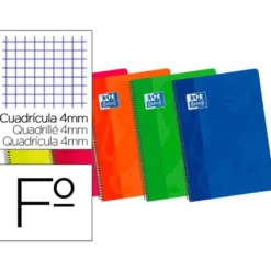Bloc espiral Oxford cartoncillo folio con cuadricula 4mm 80 hojas