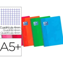 Bloc espiral Oxford cartoncillo tamaño cuarto 80 hojas Cuadricula 4mm