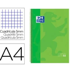 Bloc espiral Oxford Din A-4 extradura microperforado color verde 80 hojas