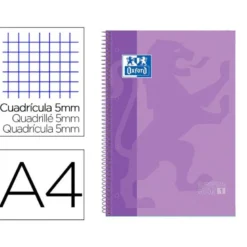 Bloc espiral Oxford Din A-4 extradura 80 hojas microperforado color lila