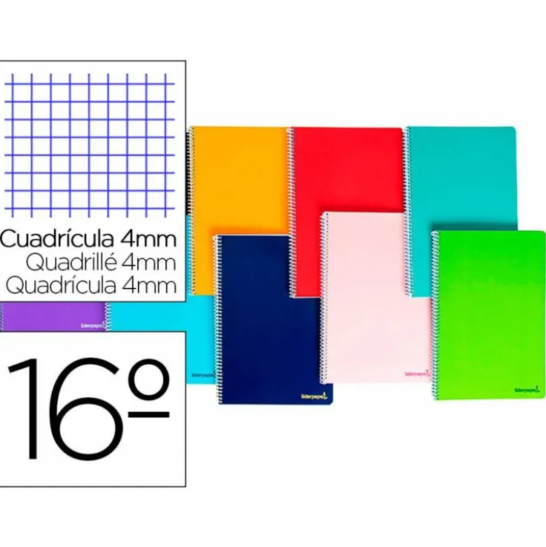 Bloc Liderpapel dieciseisavo bolsillo smart cuadrícula 4 mm tapa blanda 60 gr 80 hojas color “no se puede elegir”