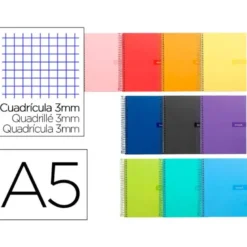 Bloc Liderpapel DIN A5 crafty cuadro 3 mm con margen 80 hojas tapa forrada 90 gr color “no se puede elegir”