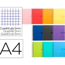 Bloc Liderpapel DIN A4 crafty cuadro 5 mm 80 hojas con margen tapa forrada 90 gr color “no se puede elegir”