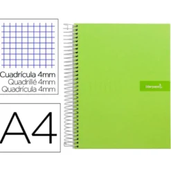 Bloc Liderpapel Din A4 crafycuadrícula 4mm tapa forrada 90 gr 80 hojas verde