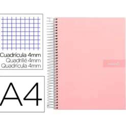 Bloc Liderpapel Din A4 crafy cuadrícula 4mm tapa forrada 90 gr 80 hojas rosa