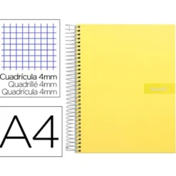Bloc Liderpapel Din A4 crafy cuadrícula 4mm tapa forrada 90 gr 80 hojas color amarillo