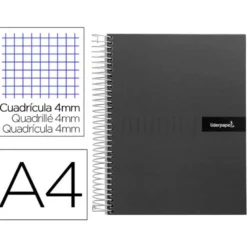 Bloc Liderpapel Din A4 crafy cuadrícula 4mm tapa forrada 90 gr 80 hojas color negro