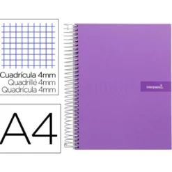 Bloc Liderpapel Din A4 crafy cuadrícula 4mm tapa forrada 90 gr 80 hojas color morado