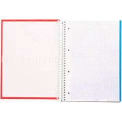 Bloc Liderpapel Din A4 micro crafty cuadrícula 5mm 5 bandas 4 taladros tapa forrada 90 gr 120 hojas color rojo