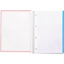 Bloc Liderpapel Din A4 micro crafty cuadrícula 5mm 5 bandas 4 taladros tapa forrada 90 gr 120 hojas color rosa