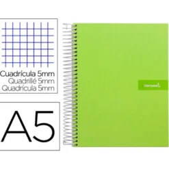 Bloc liderpapel Din A5 micro crafty cuadrícula 5mm 120 hojas tapa forrada 90 gr color verde