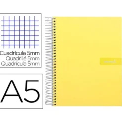 Bloc liderpapel Din A5 micro crafty cuadrícula 5mm 120 hojas tapa forrada 90 gr color amarillo