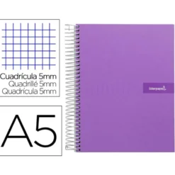 Bloc liderpapel Din A5 micro crafty cuadrícula 5mm 120 hojas tapa forrada 90 gr color violeta