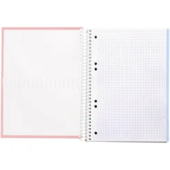 Bloc liderpapel Din A5 micro crafty cuadrícula 5mm 120 hojas tapa forrada 90 gr color rosa