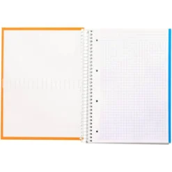 Bloc Liderpapel Din A4 micro crafty cuadrícula 5mm 5 bandas 4 taladros tapa forrada 90 gr 120 hojas naranja