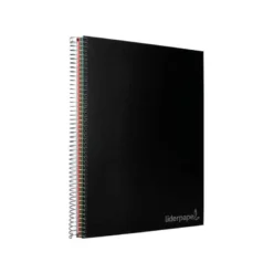 Bloc Liderpapel Din A4 micro jolly cuadrícula 5mm 5 bandas 4 taladros tapa forrada 75 gr 140 hojas color negro