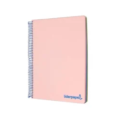 Bloc Liderpapel Din A4 micro wonder cuadrícula 5mm 5 bandas 4 taladros tapa polipropileno 90 gr 120 hojas color rosa
