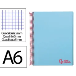 Bloc Liderpapel DIN A6 micro wonder 120 hojas cuadro 5mm 4 bandas tapa plástio 90 gr color azul