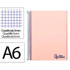Bloc Liderpapel DIN A6 micro wonder 120 hojas cuadro 5mm 4 bandas tapa plástio 90 gr color rosa