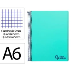 Bloc Liderpapel DIN A6 micro wonder 120 hojas cuadro 5mm 4 bandas tapa plástio 90 gr color verde