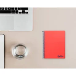 Bloc Liderpapel DIN A6 micro wonder 120 hojas cuadro 5mm 4 bandas tapa plástio 90 gr color rojo