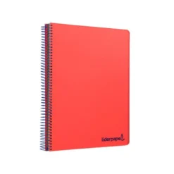 Bloc Liderpapel Din A4 micro wonder cuadrícula 5mm 5 bandas 4 taladros tapa polipropileno 90 gr 120 hojas color rojo