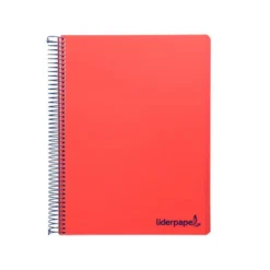 Bloc Liderpapel Din A4 micro wonder cuadrícula 5mm 5 bandas 4 taladros tapa polipropileno 90 gr 120 hojas color rojo