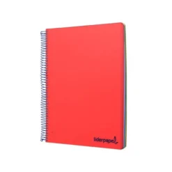 Bloc Liderpapel Din A4 micro wonder cuadrícula 5mm 5 bandas 4 taladros tapa polipropileno 90 gr 120 hojas color rojo