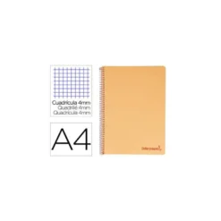 Bloc Liderpapel Din A4 wonder cuadrícula 4mm tapa polipropileno 90 gr color naranja