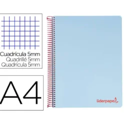 Bloc Liderpapel DIN A4 wonder cuadrícula 5mm tapa plástico 90 gr 120 hojas color azul