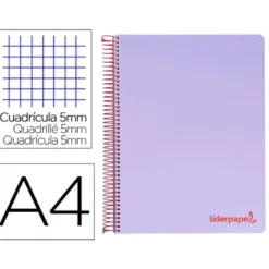 Bloc Liderpapel DIN A4 wonder cuadrícula 5mm 120 hojas color violeta