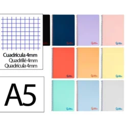Bloc Liderpapel DIN A5 wonder cuadro 4mm con margen 80 hojas tapa plástico 90 gr color “no se puede elegir”