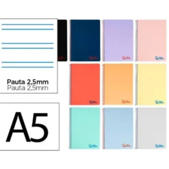 Bloc Liderpapel DIN A5 wonder pauta estrecha 2,5mm 80 hojas tapa plástico 90 gr color “no se puede elegir”
