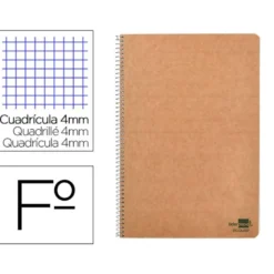 Bloc Liderpapel espiral folio Cuadriculado 4mm 80 hojas con papel reciclado
