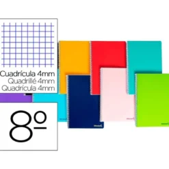 Bloc Liderpapel octavo bolsillo cuadrícula 4 mm 80 hojas tapa blanda 60 gr color “no se puede elegir”