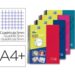Bloc marca Oxford DIN A4+ White&Erase Cuadricula 5 mm 120 hojas COLORES SURTIDOS