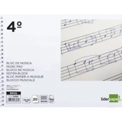 Bloc musica Liderpapel cuarto apaisado interlineado 4mm