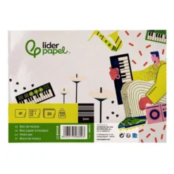 Bloc musica Liderpapel Cuarto interlineado 5mm 4 pentagramas por página