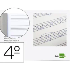 Bloc musica Liderpapel Cuarto interlineado 5mm 4 pentagramas por página