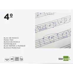 Bloc musica Liderpapel Cuarto interlineado 5mm 4 pentagramas por página