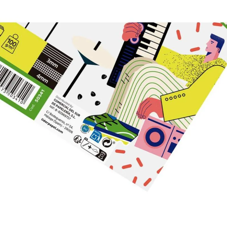 Bloc musica Pentagrama Liderpapel cuarto interlineado 3mm