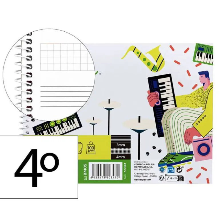 Bloc musica Pentagrama Liderpapel cuarto interlineado 3mm
