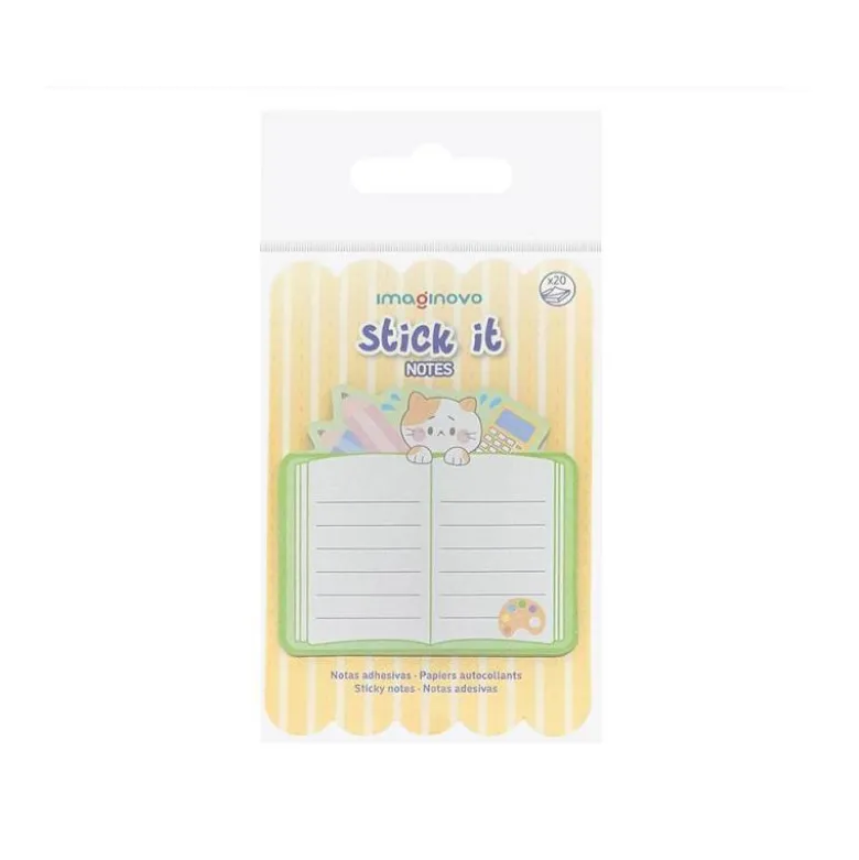 BLOC NOTAS ADHESIVAS IMAGINOVO MEOW 20 HOJAS CUADERNO 70X70 MM