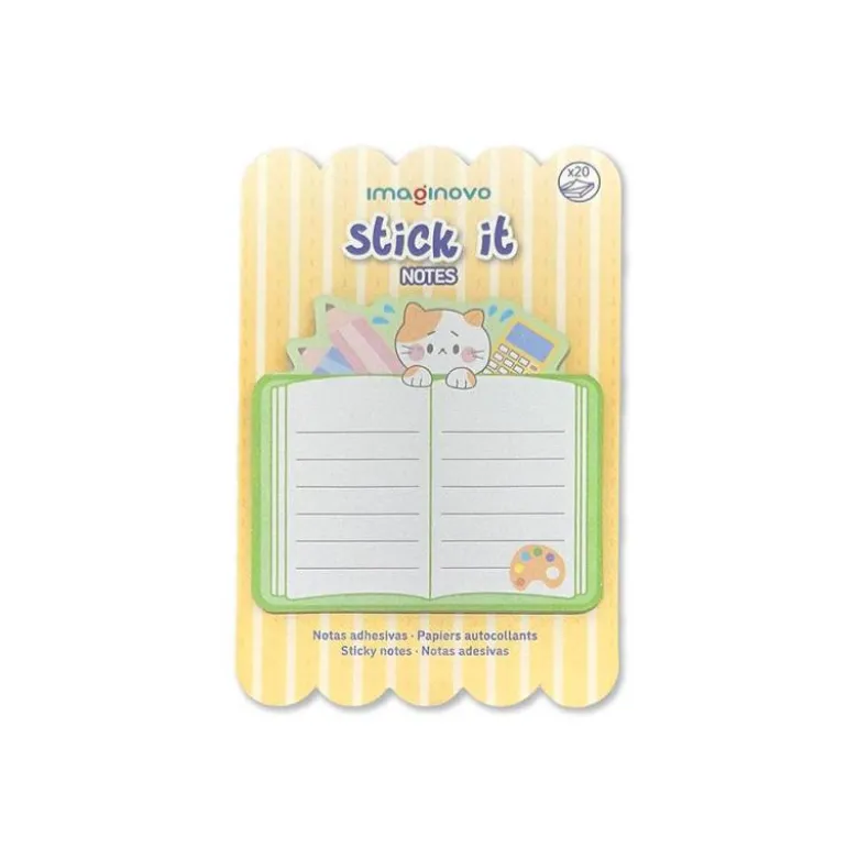 BLOC NOTAS ADHESIVAS IMAGINOVO MEOW 20 HOJAS CUADERNO 70X70 MM