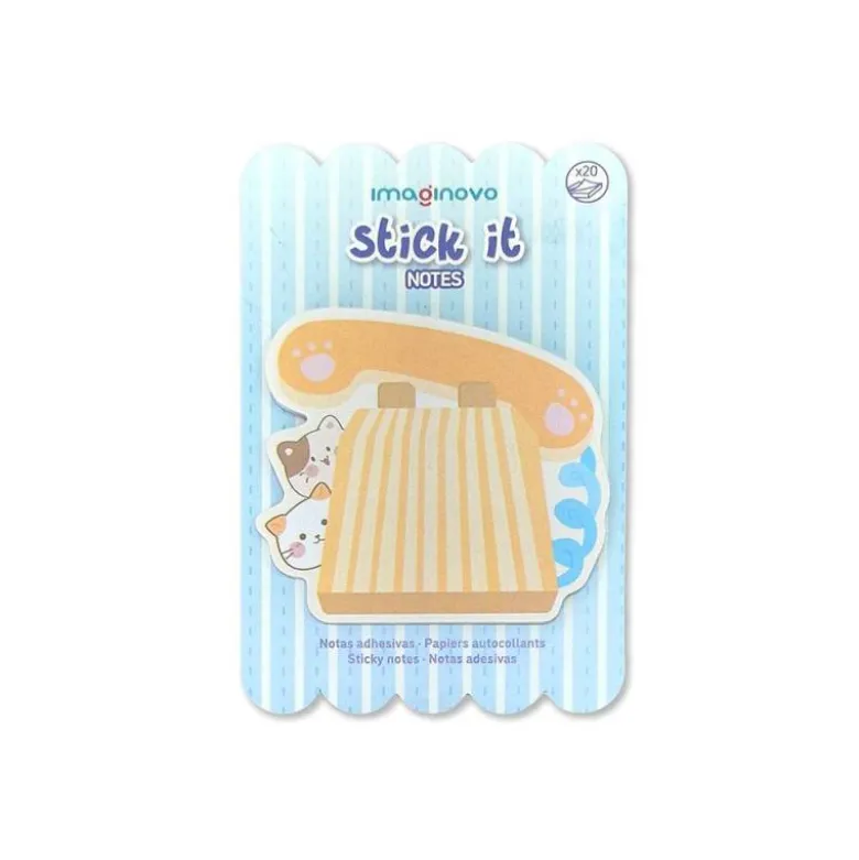 BLOC NOTAS ADHESIVAS IMAGINOVO MEOW 20 HOJAS TELEFONO 70X70 MM