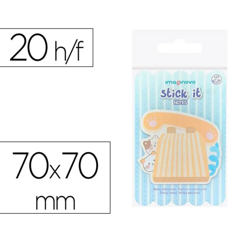 BLOC NOTAS ADHESIVAS IMAGINOVO MEOW 20 HOJAS TELEFONO 70X70 MM