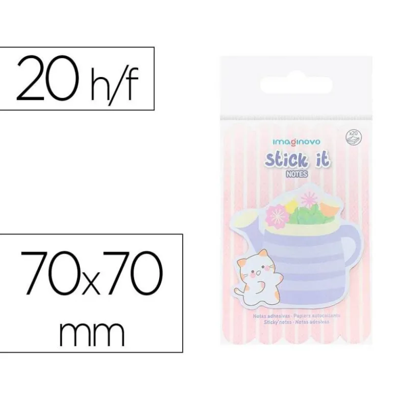 BLOC NOTAS ADHESIVAS IMAGINOVO MEOW 20 HOJAS FLORERO 70X70 MM